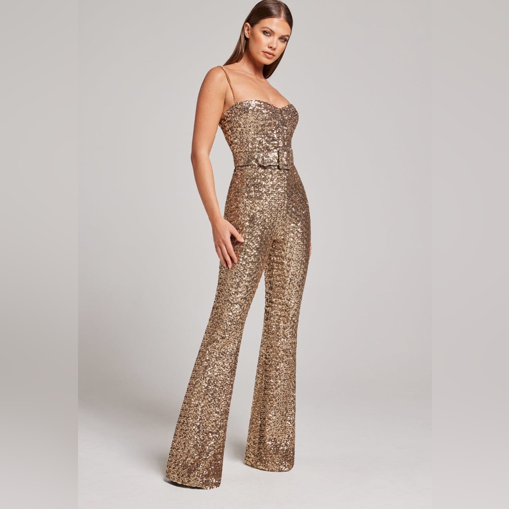 Gold Nadine Merabi Jumpsuit Size Small